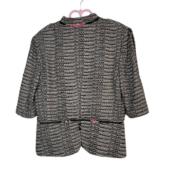 ST JOHN Knit Sweater Cardigan Wool Blend Floral Stripe 3/4 Sleeve Size 6 Vintage - Picture 2 of 5